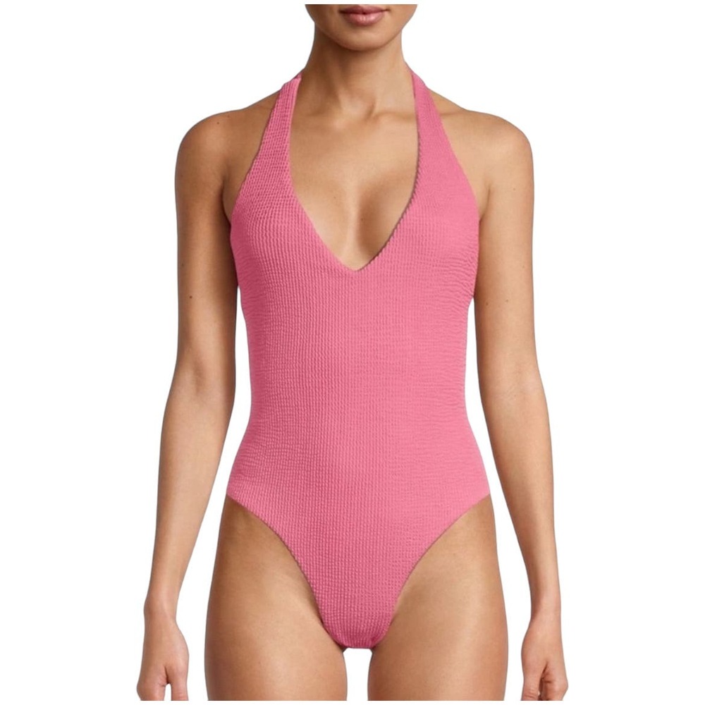 NEW Veronica Beard Salis Swimsuit Pink Size Medium One Piece Ribbed‎